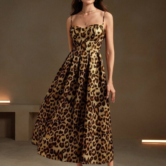 Multicolor Elegant Women's Leopard Print Dress - Picture 4 of 7